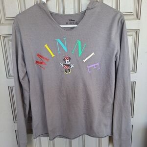Disney Hoodie Gray MINNIE SzXS Juniors Long Sleeves Plain Back